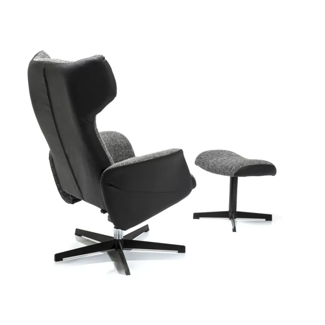 KARE Design Sessel-Drehsessel Mit Hocker Ohio Salt And Pepper