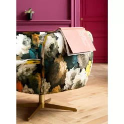 KARE Design Sessel-Drehsessel Peony Flower Gelb