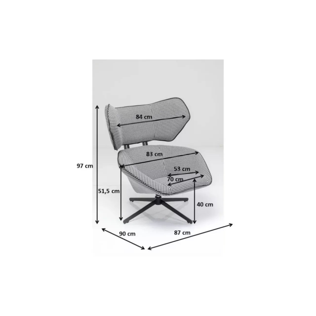 KARE Design Sessel-Drehsessel Toledo Schwarz Weiss