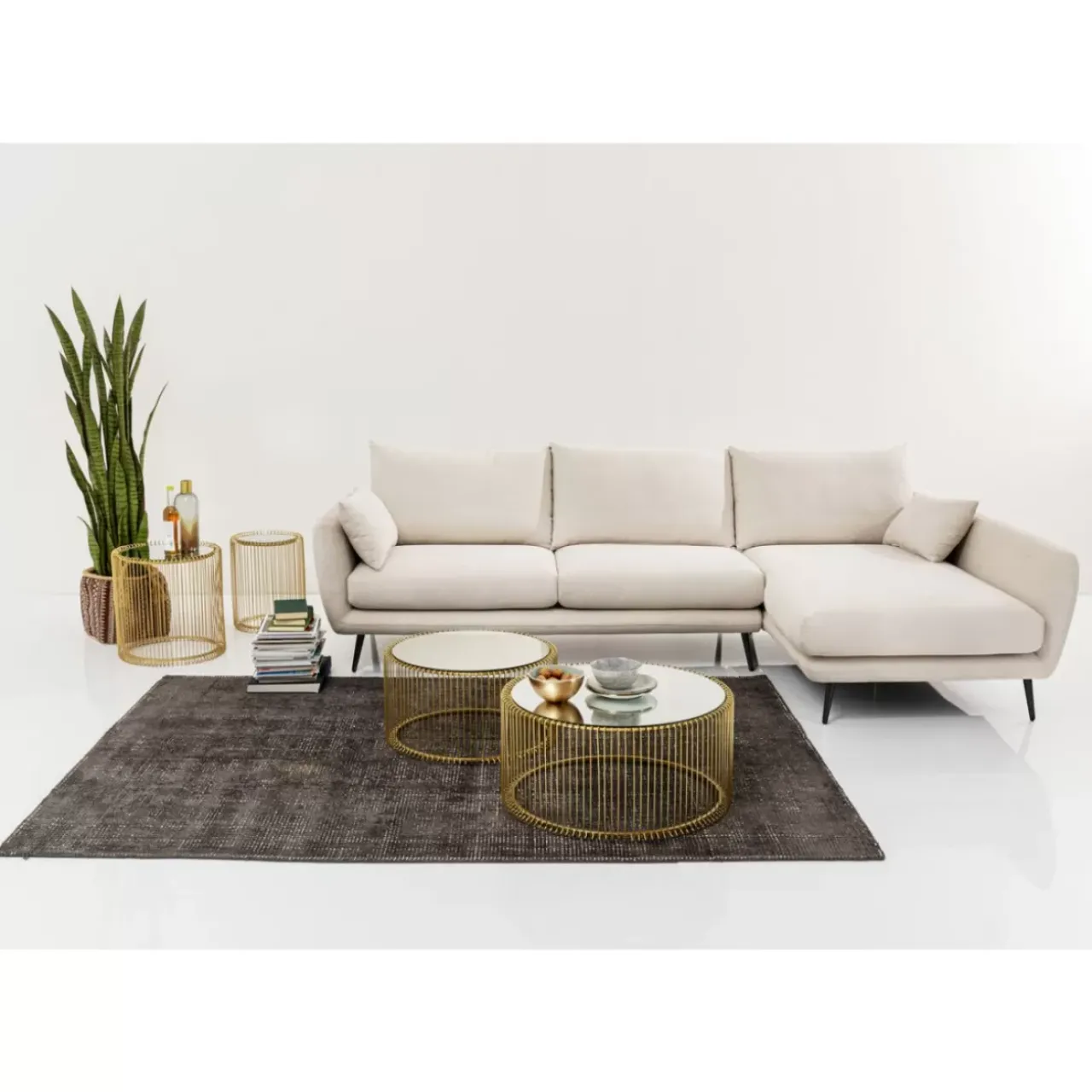 KARE Design Sofas & Couches-Ecksofa Amalfi Rechts Creme 275Cm