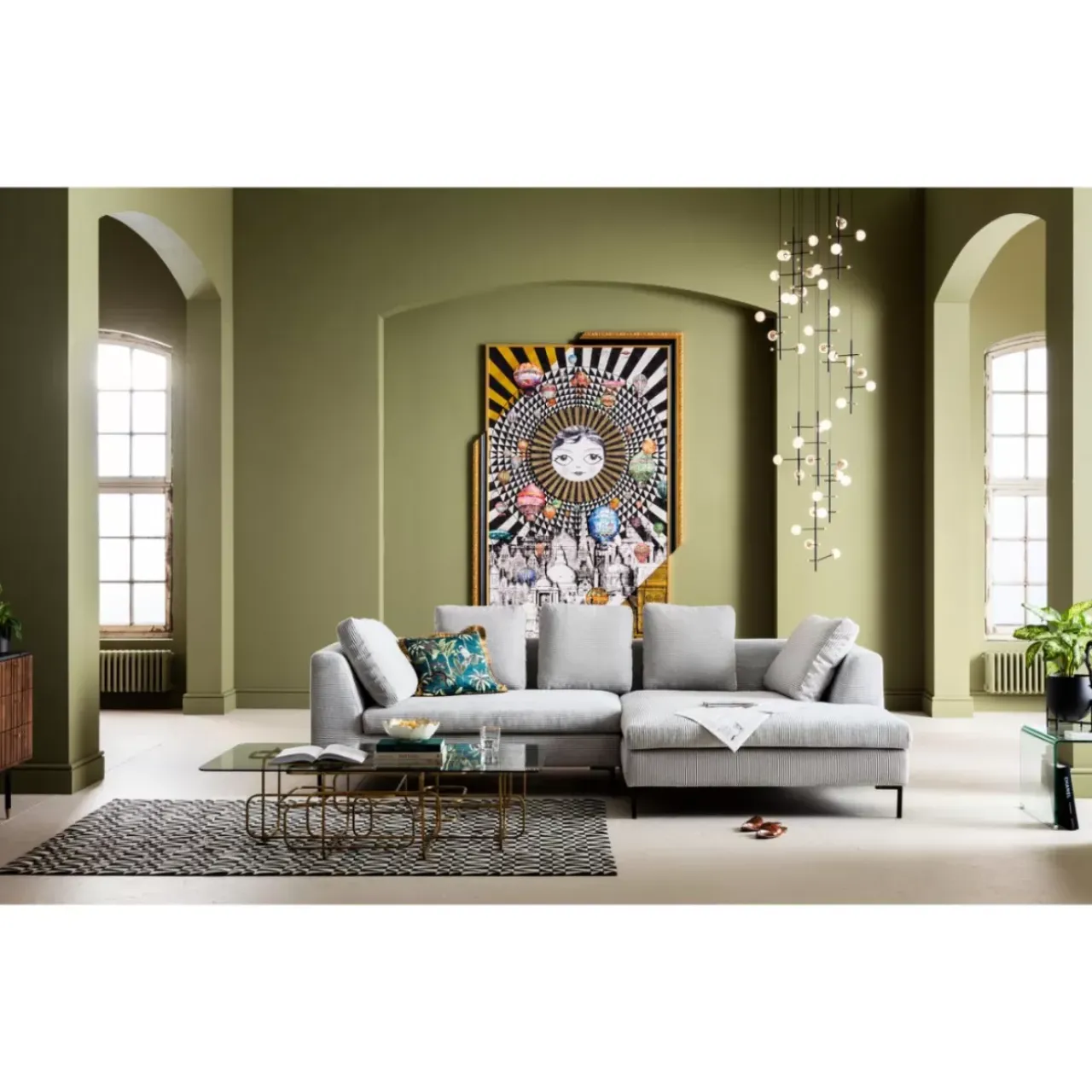 KARE Design Sofas & Couches-Ecksofa Gianni Cord Grau Rechts