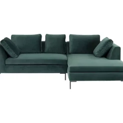 KARE Design Sofas & Couches-Ecksofa Gianni Small Velvet Dunkelgrun Rechts