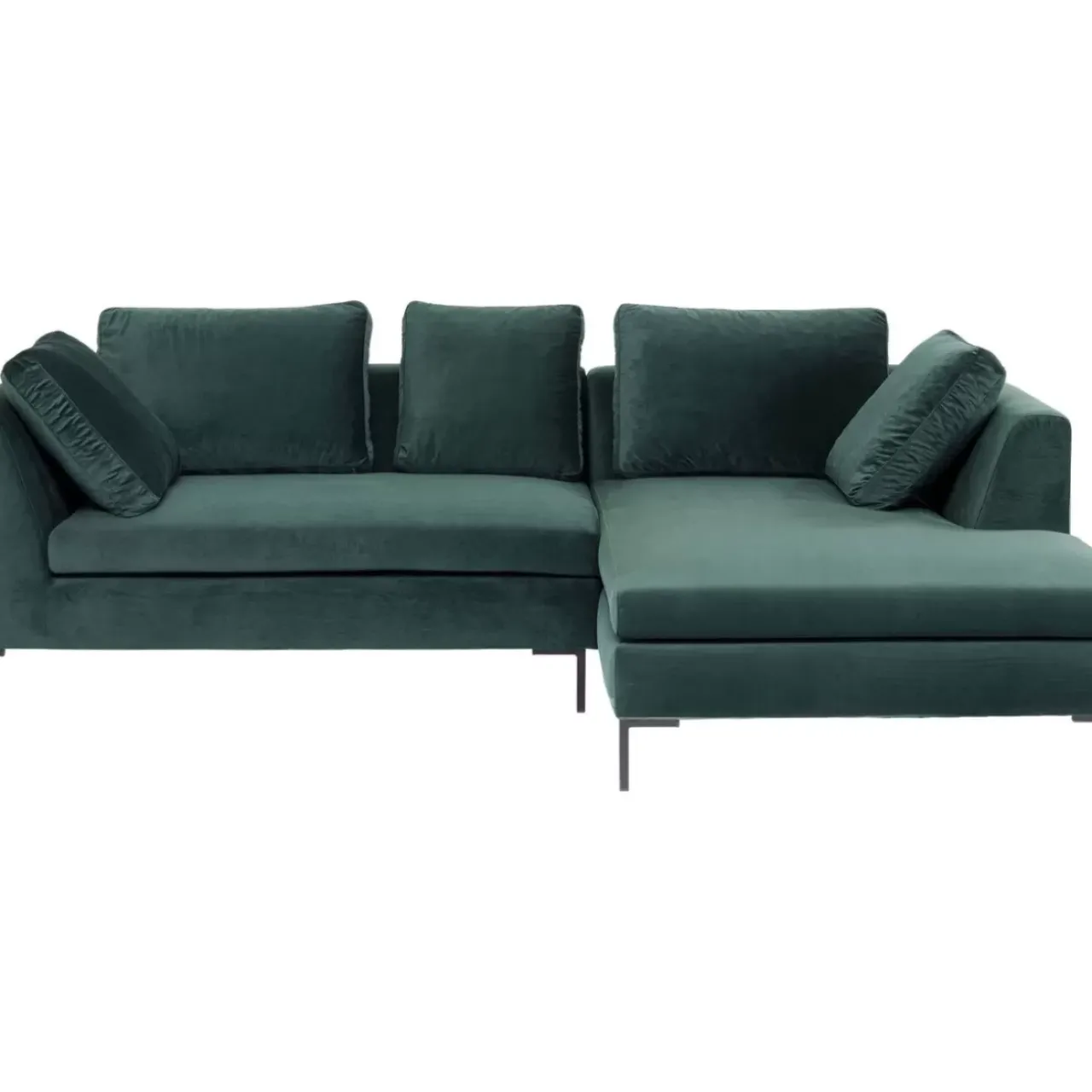 KARE Design Sofas & Couches-Ecksofa Gianni Small Velvet Dunkelgrun Rechts