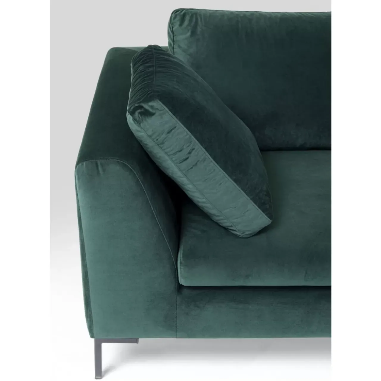 KARE Design Sofas & Couches-Ecksofa Gianni Small Velvet Dunkelgrun Rechts