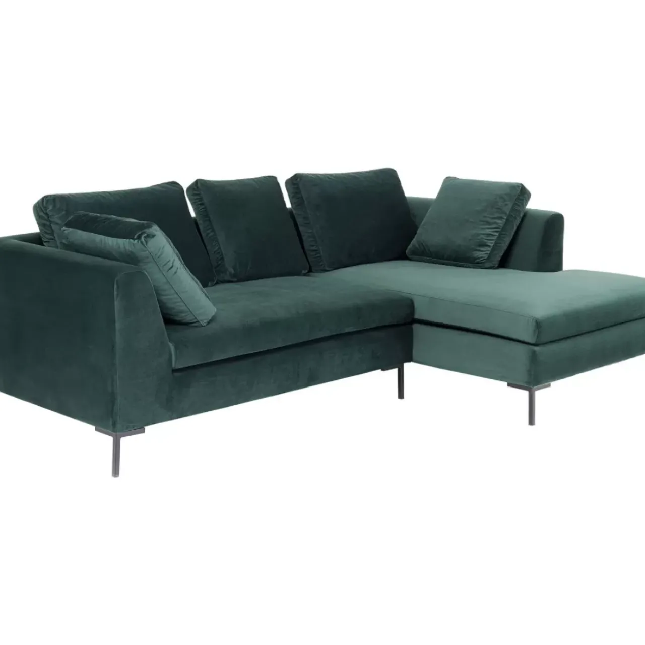 KARE Design Sofas & Couches-Ecksofa Gianni Small Velvet Dunkelgrun Rechts