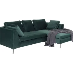 KARE Design Sofas & Couches-Ecksofa Gianni Small Velvet Dunkelgrun Rechts