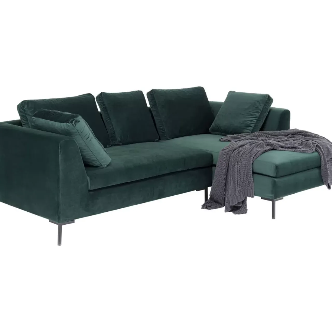 KARE Design Sofas & Couches-Ecksofa Gianni Small Velvet Dunkelgrun Rechts