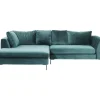 KARE Design Sofas & Couches-Ecksofa Gianni Velvet Dunkelgrun Links Schwarz