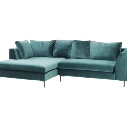KARE Design Sofas & Couches-Ecksofa Gianni Velvet Dunkelgrun Links Schwarz