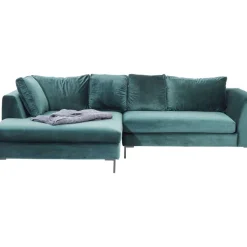 KARE Design Sofas & Couches-Ecksofa Gianni Velvet Dunkelgrun Links Schwarz