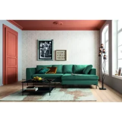 KARE Design Sofas & Couches-Ecksofa Gianni Velvet Dunkelgrun Rechts Schwarz
