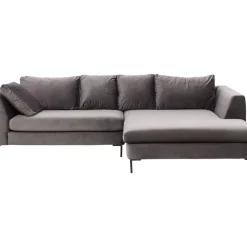 KARE Design Sofas & Couches-Ecksofa Gianni Velvet Grau Rechts Schwarz