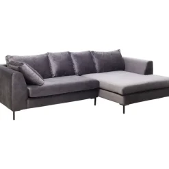 KARE Design Sofas & Couches-Ecksofa Gianni Velvet Grau Rechts Schwarz