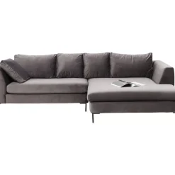 KARE Design Sofas & Couches-Ecksofa Gianni Velvet Grau Rechts Schwarz