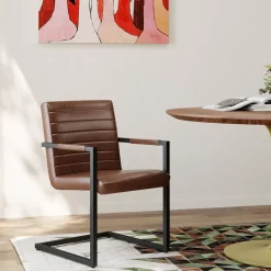 KARE Design Stühle-Freischwinger Lola Leder Braun