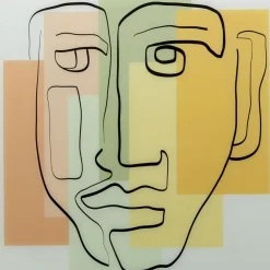 KARE Design Bilder-Glasbild Art Face Pastell 100X100Cm
