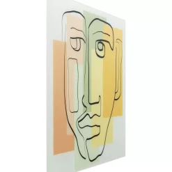 KARE Design Bilder-Glasbild Art Face Pastell 100X100Cm