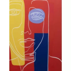 KARE Design Bilder-Glasbild Art Face Rot 100X100Cm