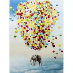 KARE Design Bilder-Glasbild Balloon Elephant 100X150Cm