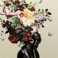 KARE Design Bilder-Glasbild Bouquet Beauty Beige 100X100Cm