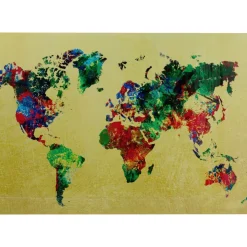 KARE Design Bilder-Glasbild Metallic Colourful Map 150X100Cm