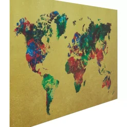 KARE Design Bilder-Glasbild Metallic Colourful Map 150X100Cm