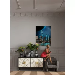 KARE Design Bilder-Glasbild Night Skyline 90X120Cm