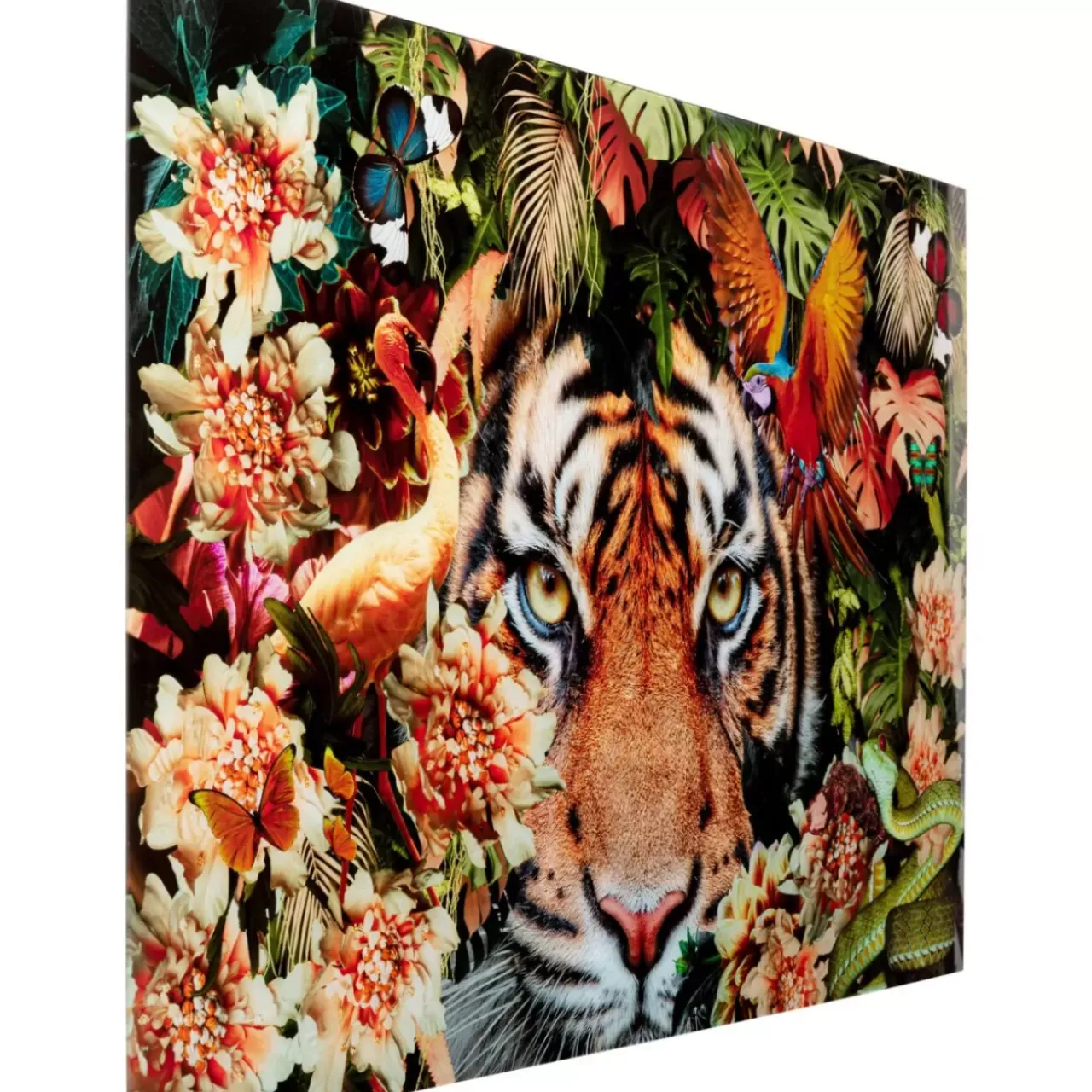 KARE Design Bilder-Glasbild Tiger On Hunt 150X100Cm