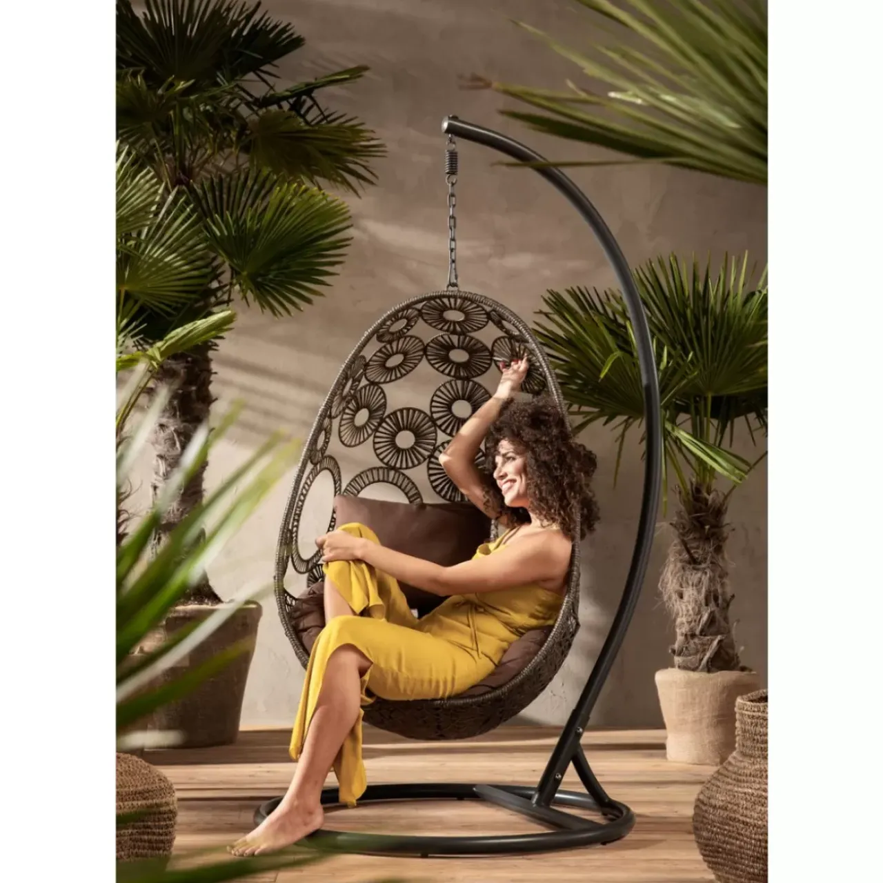 KARE Design Outdoormöbel-Hangesessel Ibiza Braun