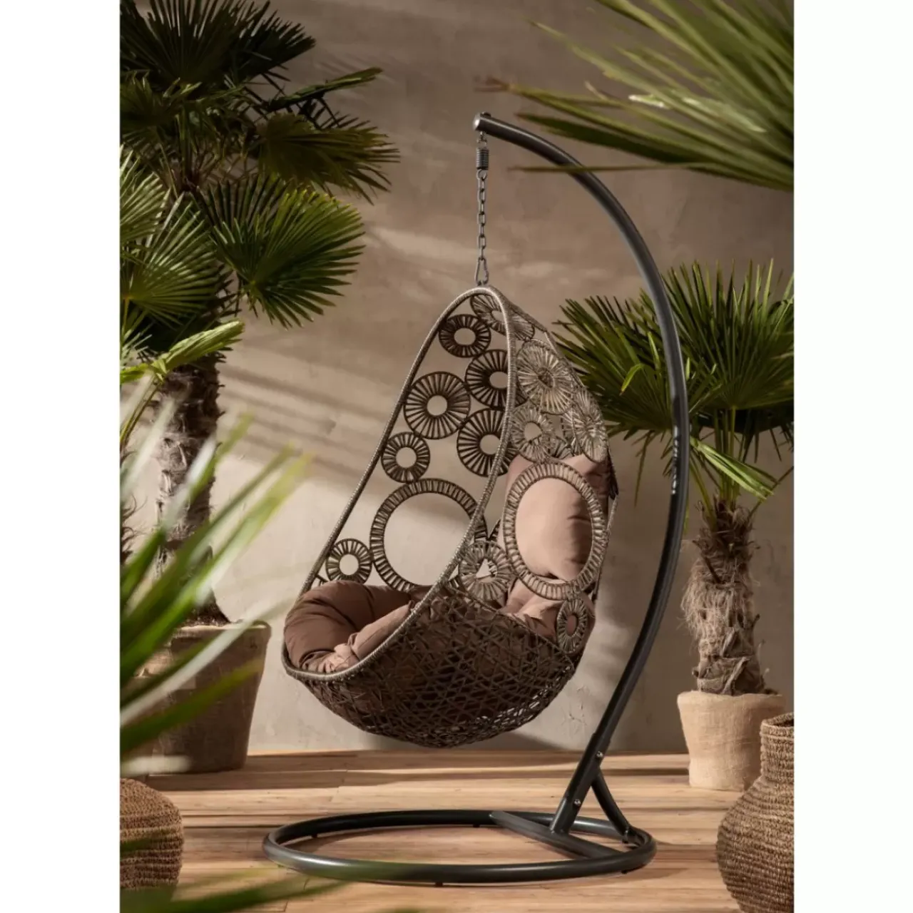 KARE Design Outdoormöbel-Hangesessel Ibiza Braun