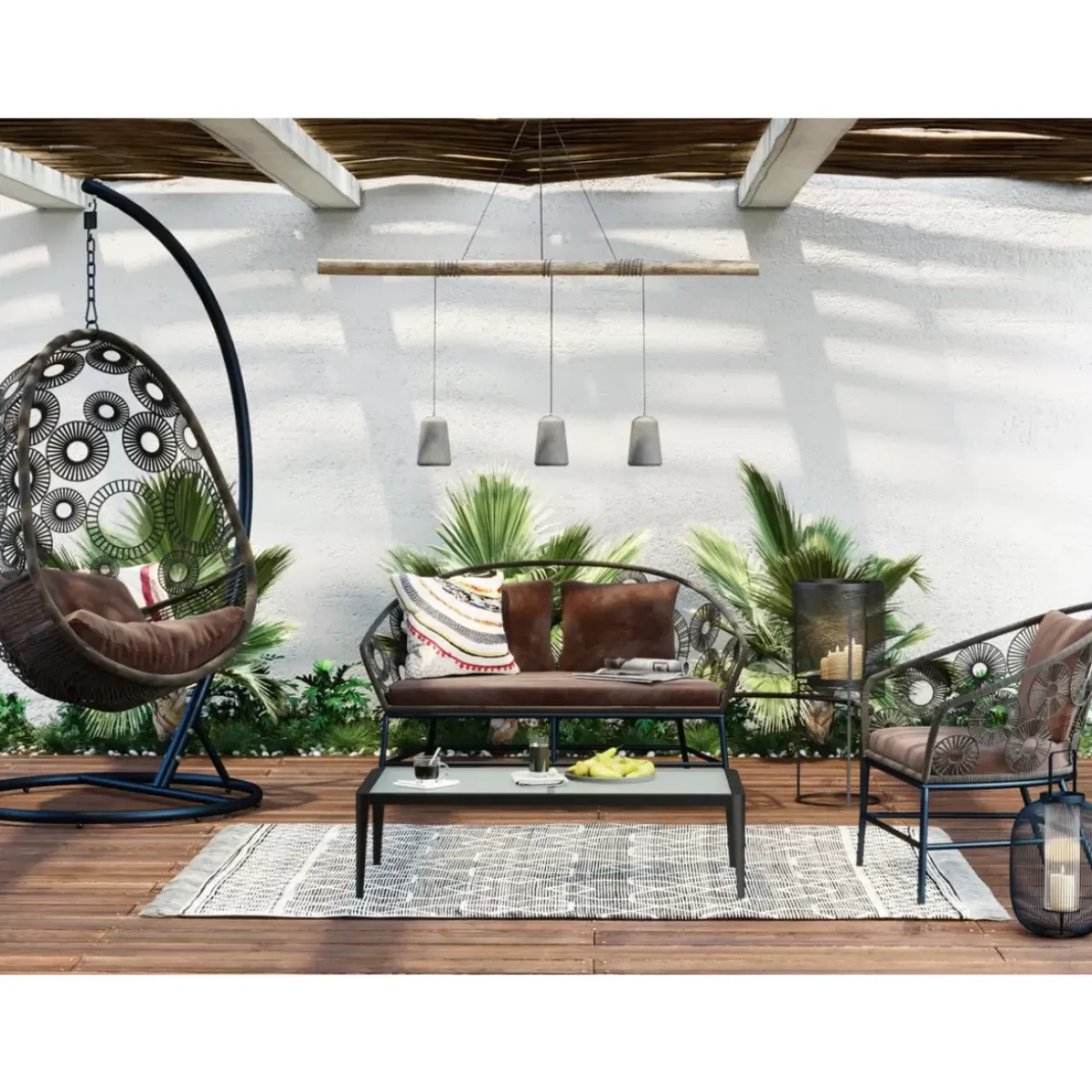 KARE Design Outdoormöbel-Hangesessel Ibiza Braun