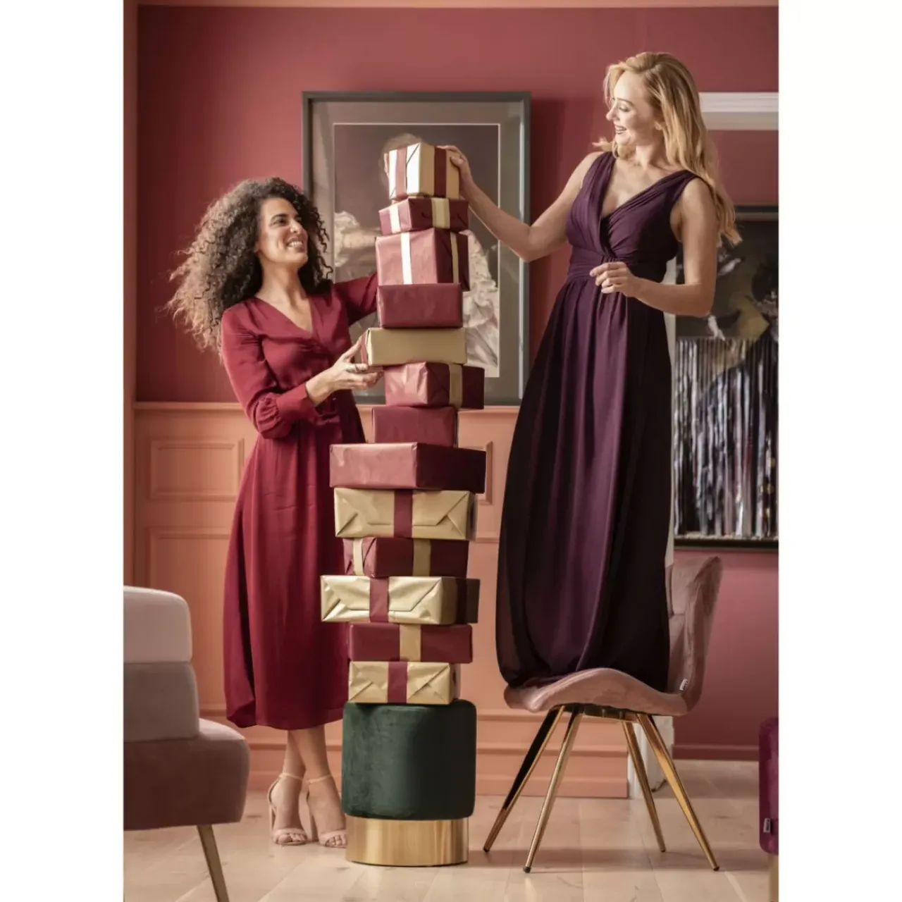 KARE Design Sitzbänke-Hocker Cherry Dunkelgrun Brass O35Cm