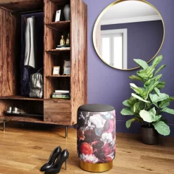 KARE Design Sitzbänke-Hocker Cherry Flower Schwarz Brass O32Cm