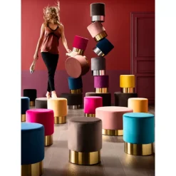 KARE Design Sitzbänke-Hocker Cherry Hellgrau Silver O35Cm