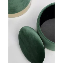 KARE Design Sitzbänke-Hocker Cherry Storage Dunkelgrun Brass (2/Set)