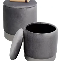 KARE Design Sitzbänke-Hocker Cherry Storage Grau Silber (2/Set)