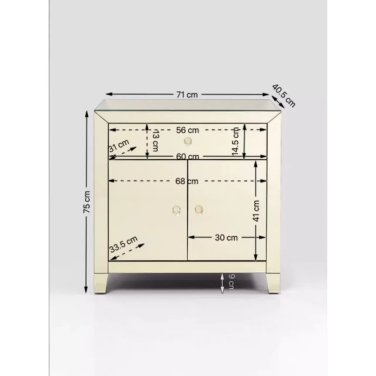 KARE Design Kommoden & Sideboards-Kommode Luxury Champagne 2-Turig 1 Schub