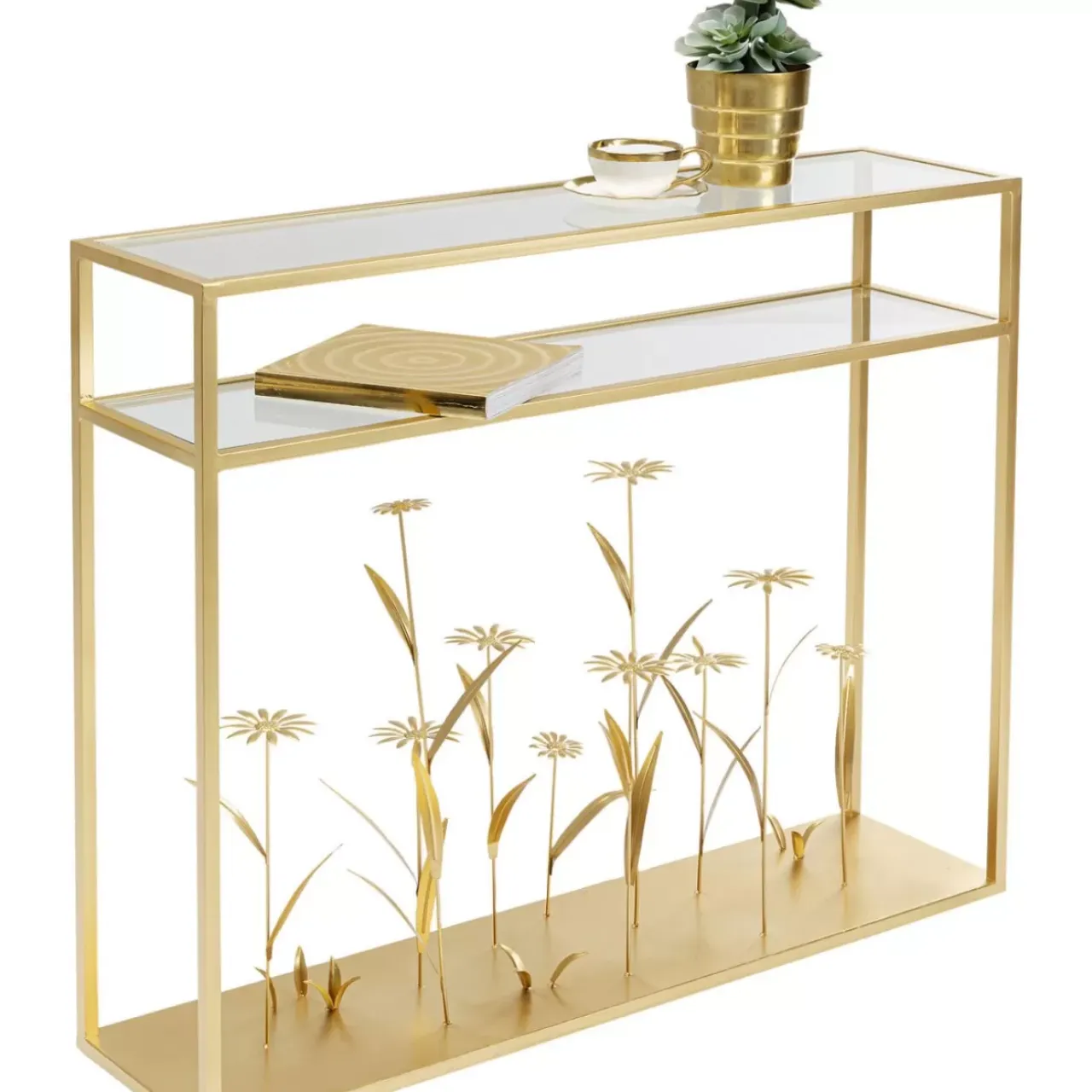 KARE Design Kommoden & Sideboards-Konsole Flower Meadow Gold 100