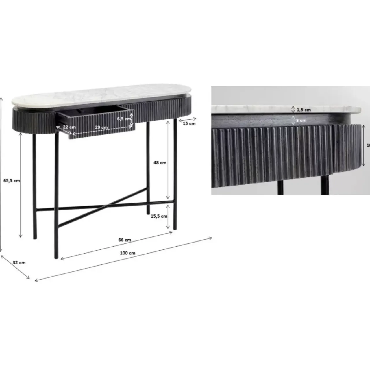 KARE Design Kommoden & Sideboards-Konsole Glenn 100X32