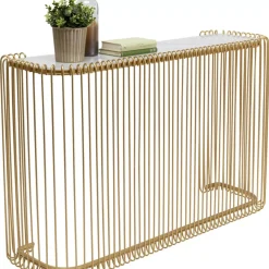 KARE Design Kommoden & Sideboards-Konsole Wire Glas Marble Gold 142X89Cm