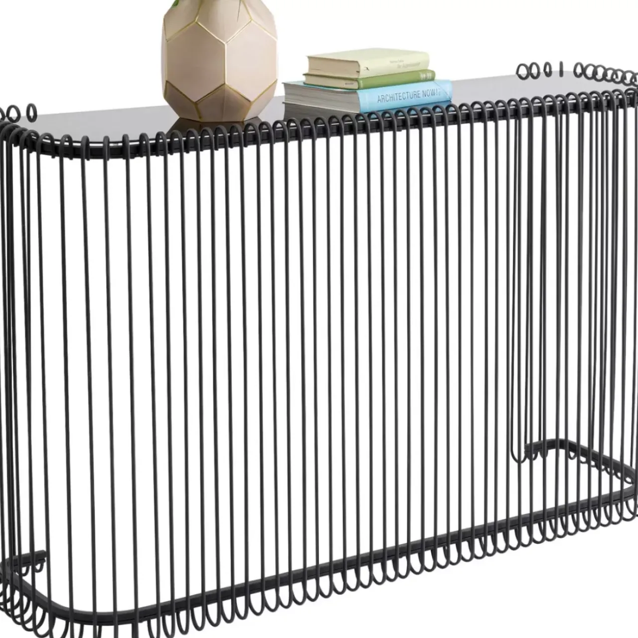 KARE Design Kommoden & Sideboards-Konsole Wire Glas Schwarz 142X89Cm