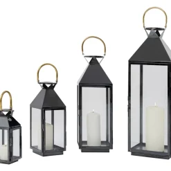 KARE Design Kerzenständer & Laternen-Laterne Giardino Schwarz Gold (4/Set)