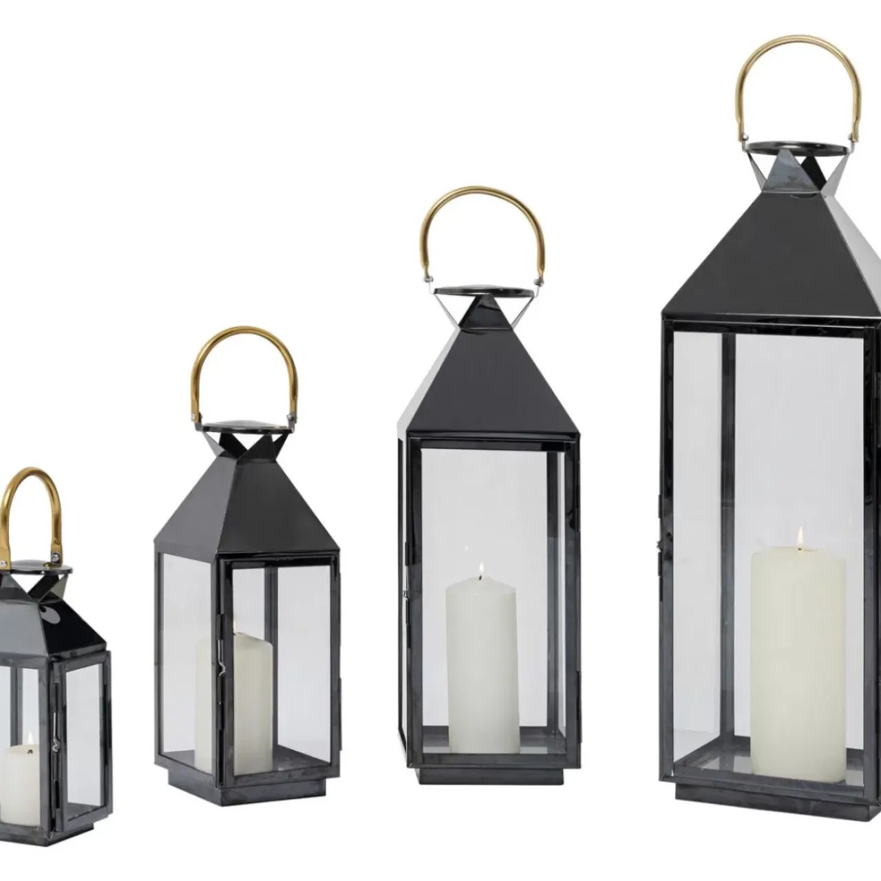 KARE Design Kerzenständer & Laternen-Laterne Giardino Schwarz Gold (4/Set)