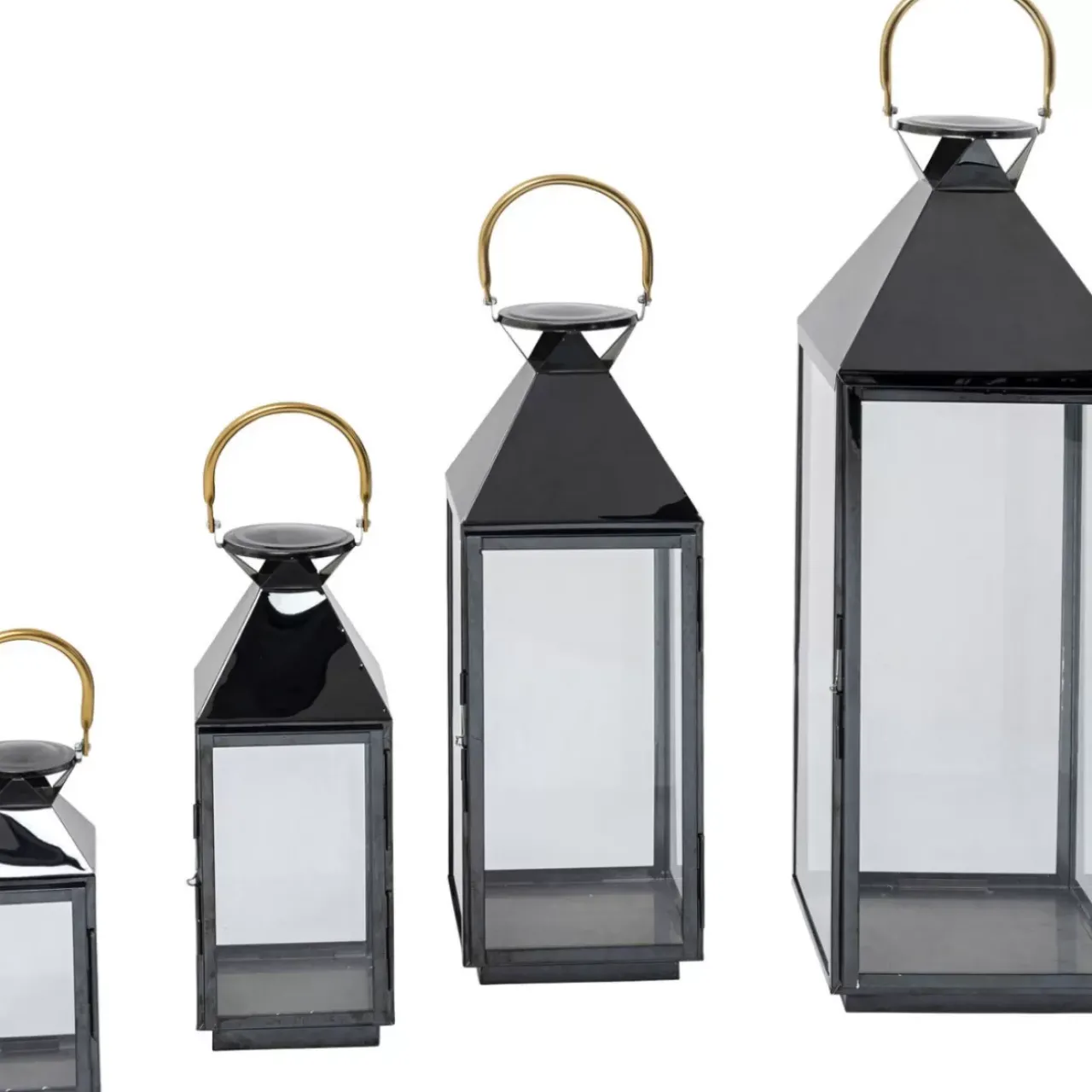 KARE Design Kerzenständer & Laternen-Laterne Giardino Schwarz Gold (4/Set)