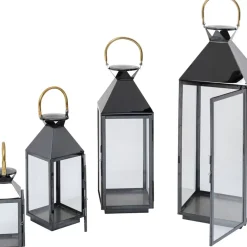 KARE Design Kerzenständer & Laternen-Laterne Giardino Schwarz Gold (4/Set)