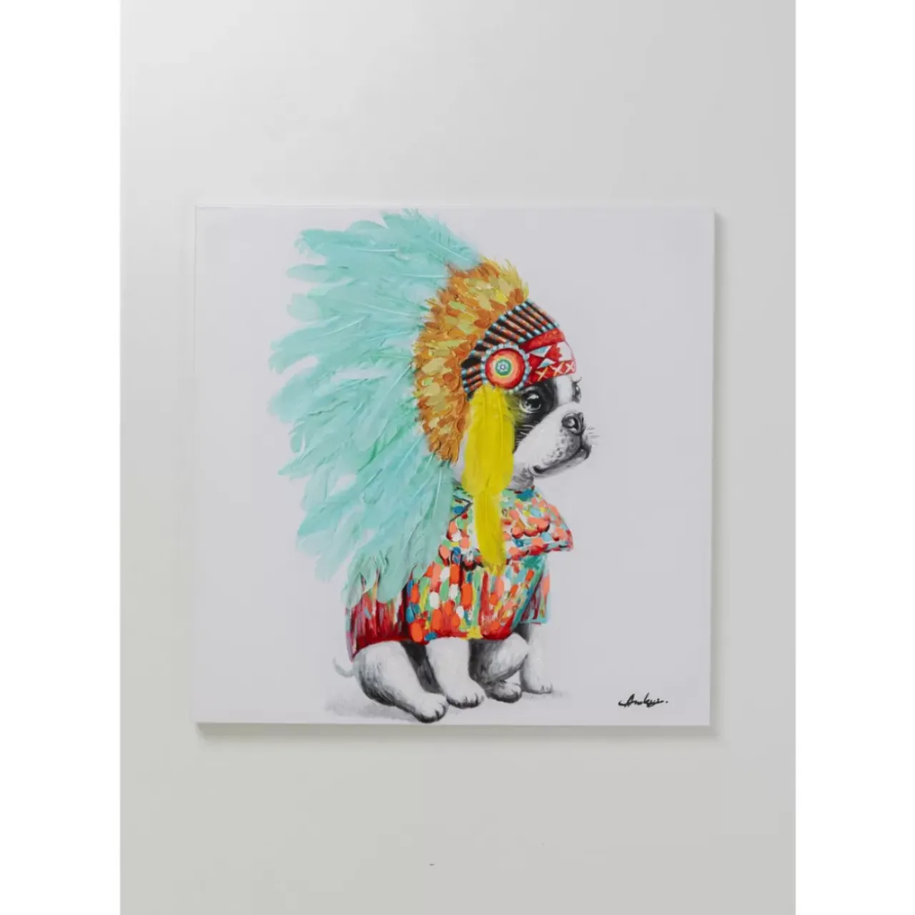 KARE Design Bilder-Leinwandbild Headdress Dog 80X80Cm