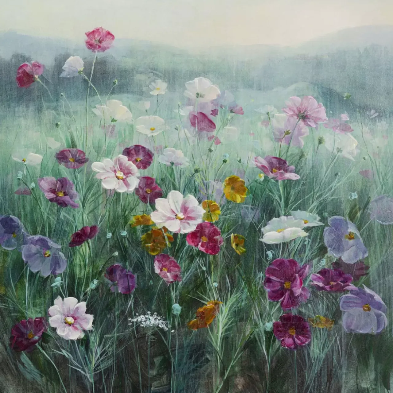 KARE Design Bilder-Leinwandbild Pastell Flowers 120X120Cm