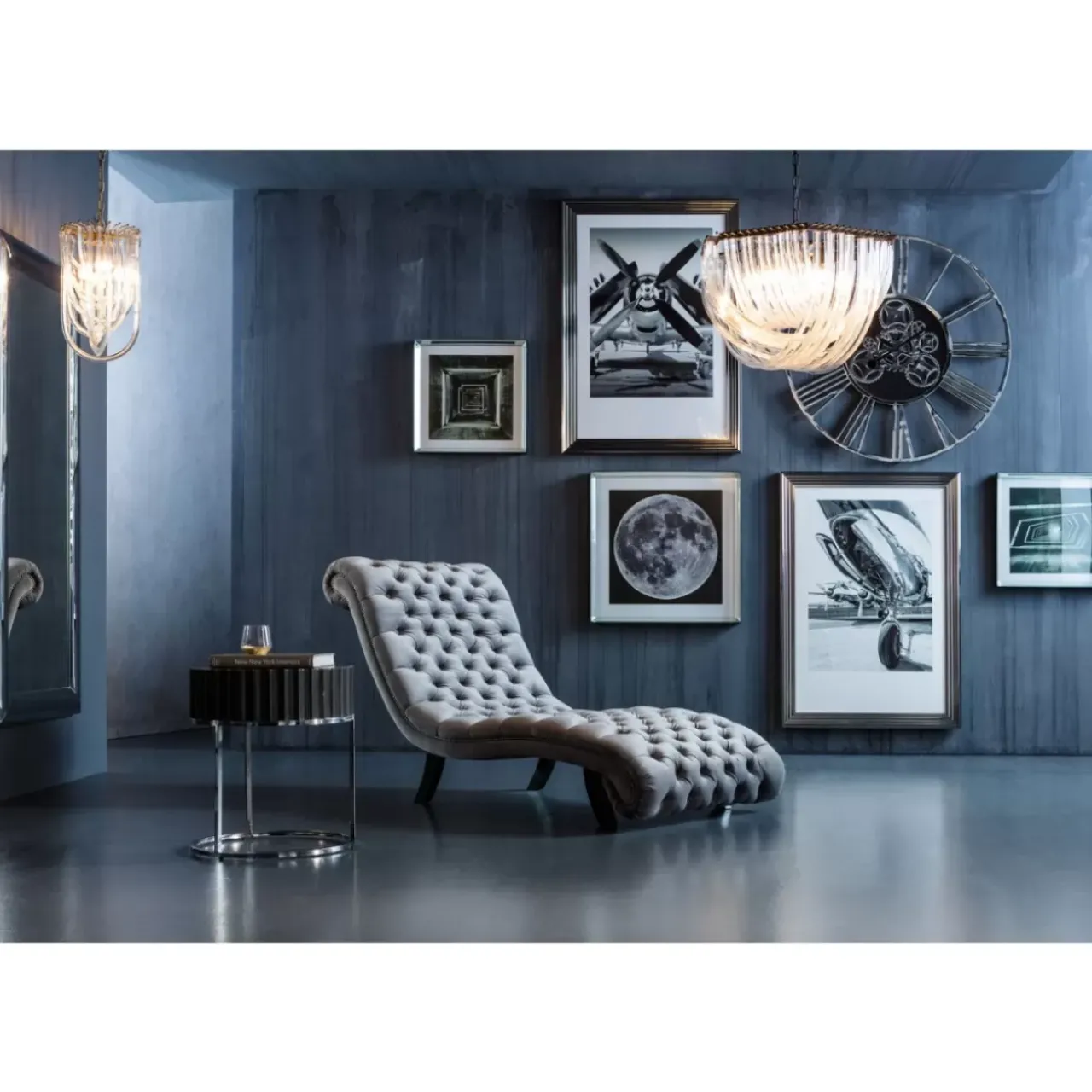 KARE Design Sofas & Couches-Liege Desire Velvet Silbergrau