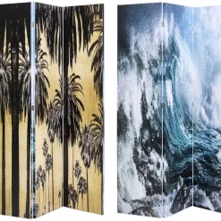 KARE Design Paravents-Paravent Triptychon Wave Vs Palms 120X180Cm