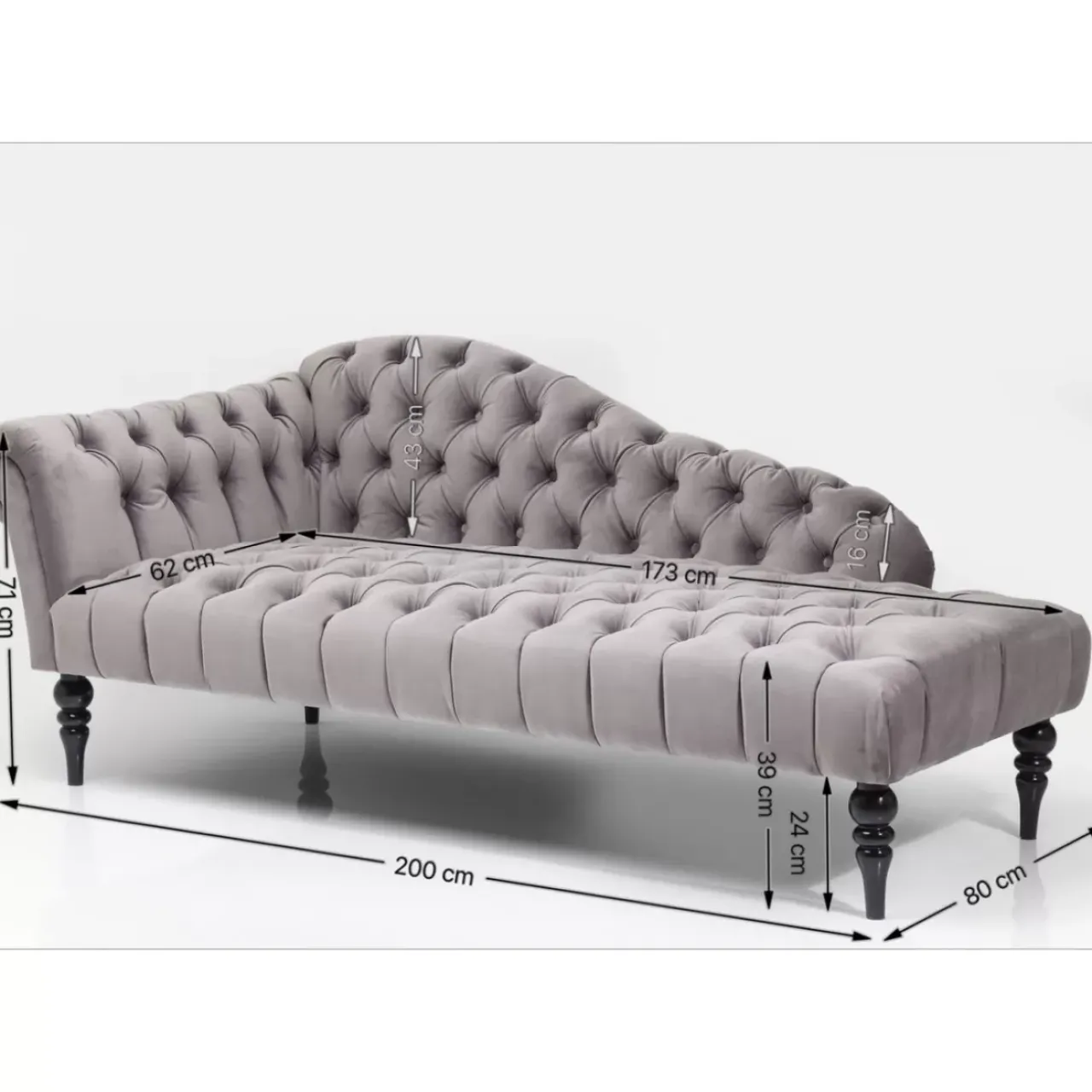 KARE Design Sofas & Couches-Recamiere Desire Velvet Silbergrau